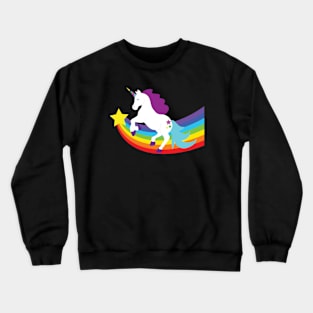 White Unicorn with Rainbow and Stars Crewneck Sweatshirt